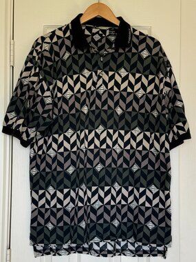 Tabasco Sportswear Vintage Geometric Logo Black Green Cream Polo – Men’s XL EUC